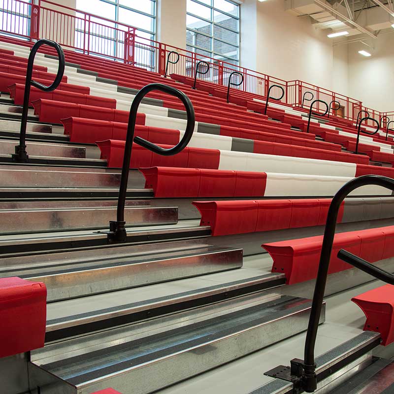 Aisle rails for telescoping stands and bleachers from Irwin Seating