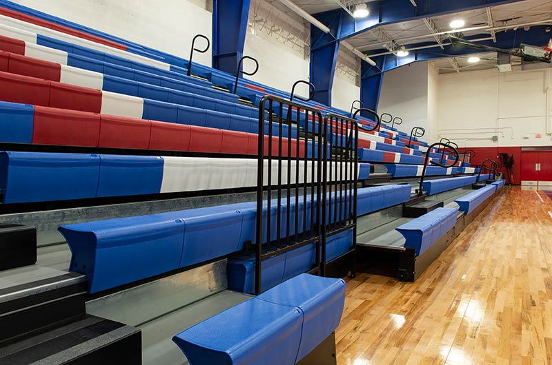 Cooper High School gymnasium telescopic bleacher seating with Infinity