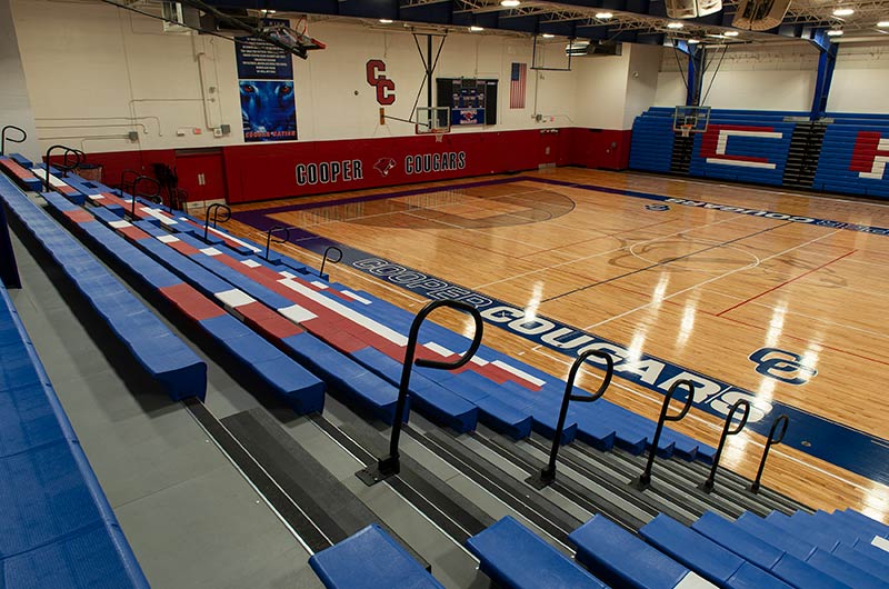 Cooper High School gymnasium telescopic bleacher seating with Infinity