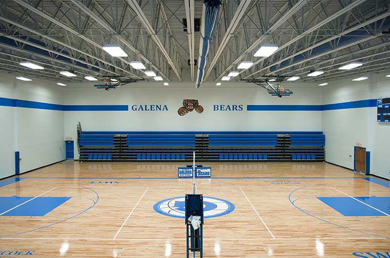 Galena High School with Irwin Seating telescopic bleachers, integra