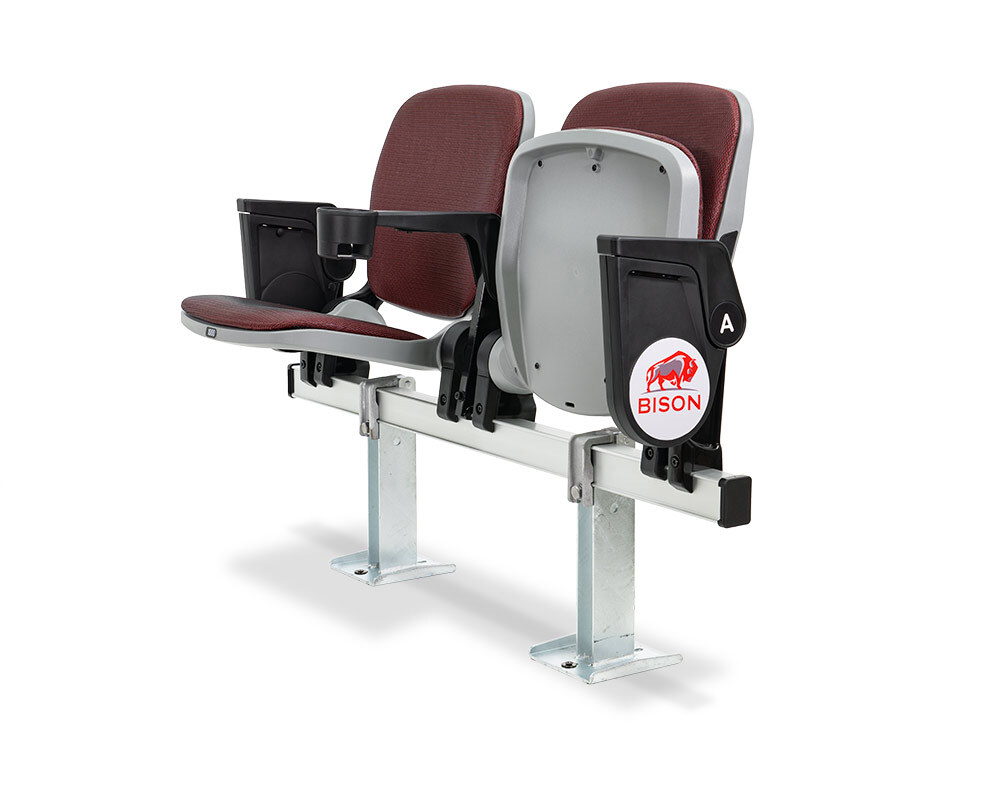 Padded and upholstered Centura CT302 rail-mount seating for arenas…